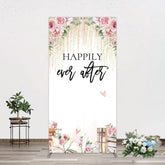Aperturee - Aperturee Floral Butterfly Happily Sweet Wedding Rectangle Backdrop